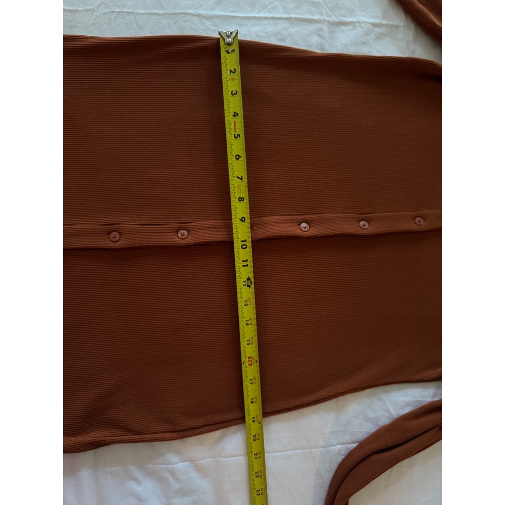 GAP Womens Rust Burnt Orange Ribbed Knit Long Sleeve Button Down Midi Dress L - Picture 8 of 8
